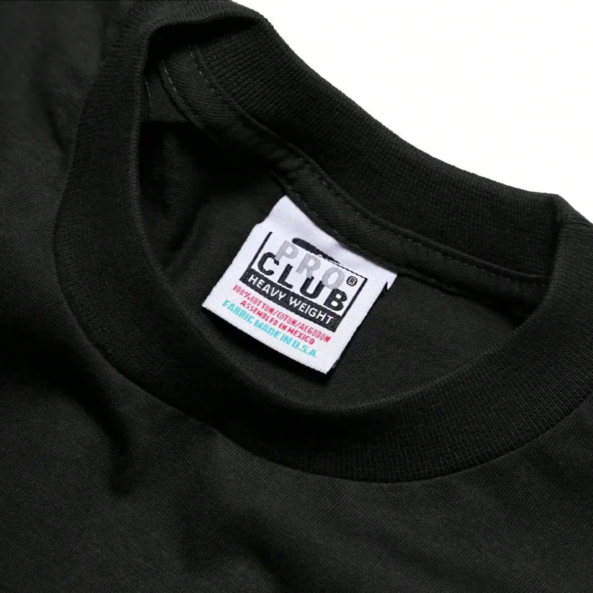 Pro Club Heavyweight Cotton T-Shirt -BLACK (Relaxed Fit) - Image 2